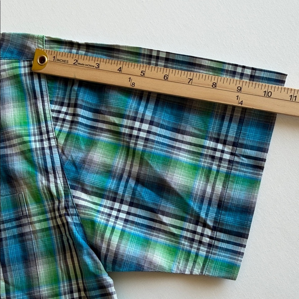 Cinch Blue Green Plaid Short Sleeve Button Down Shirt L Western - Picture 8 of 11